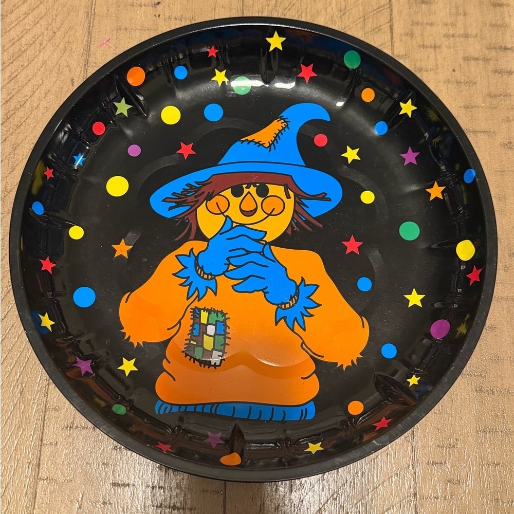 Vintage Halloween Metal Serving Tray Dish 10”